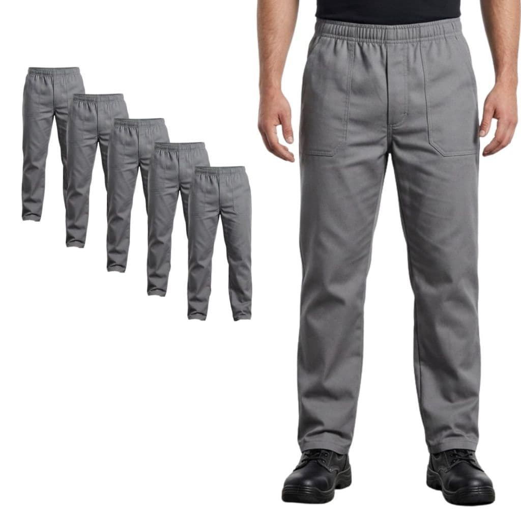 KIT 5 CALÇA REFORÇADA Brim pesado Cinza Fardamento Uniforme Profissional Construção Trabalho