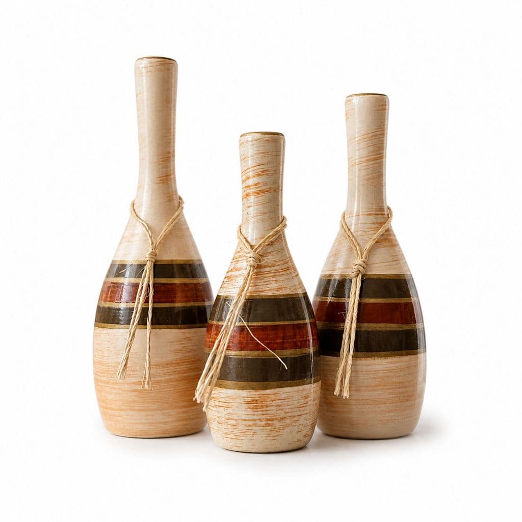 Kit Trio 3 Vasos Ceramica Enfeite Decorativo Centro de Mesa Sala Rack Sala Moderno