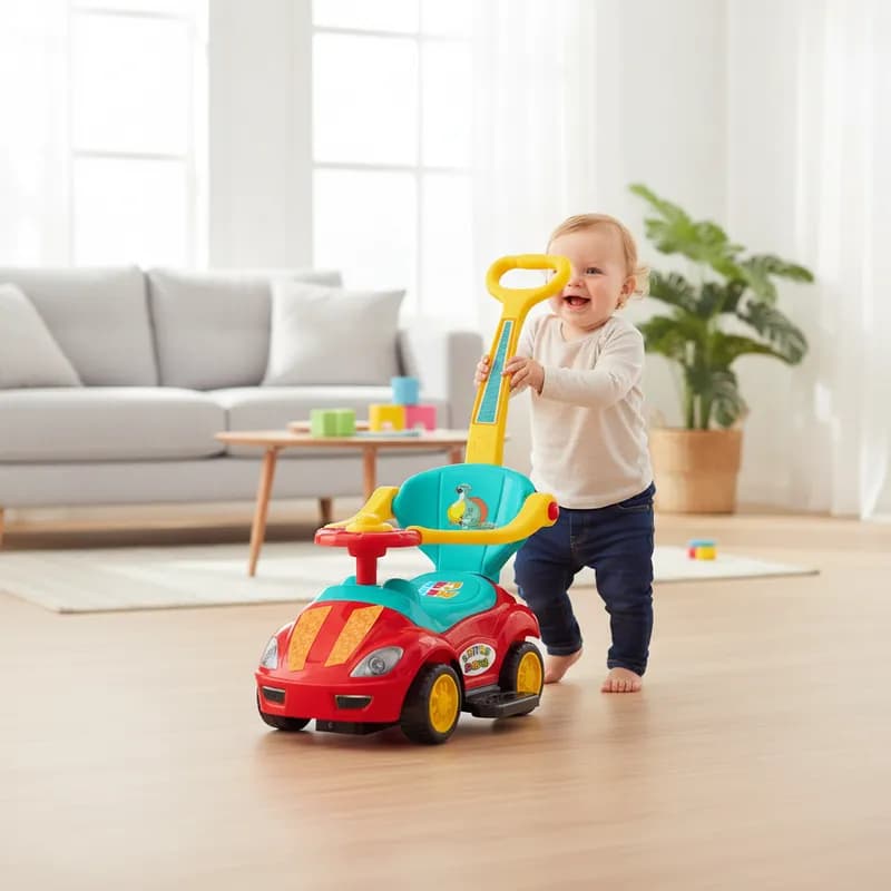Quadriciclo Infantil Carrinho de Passeio c/ Empurrador p/ Bebê Mega Car Vermelho Oferta Envio Rápido