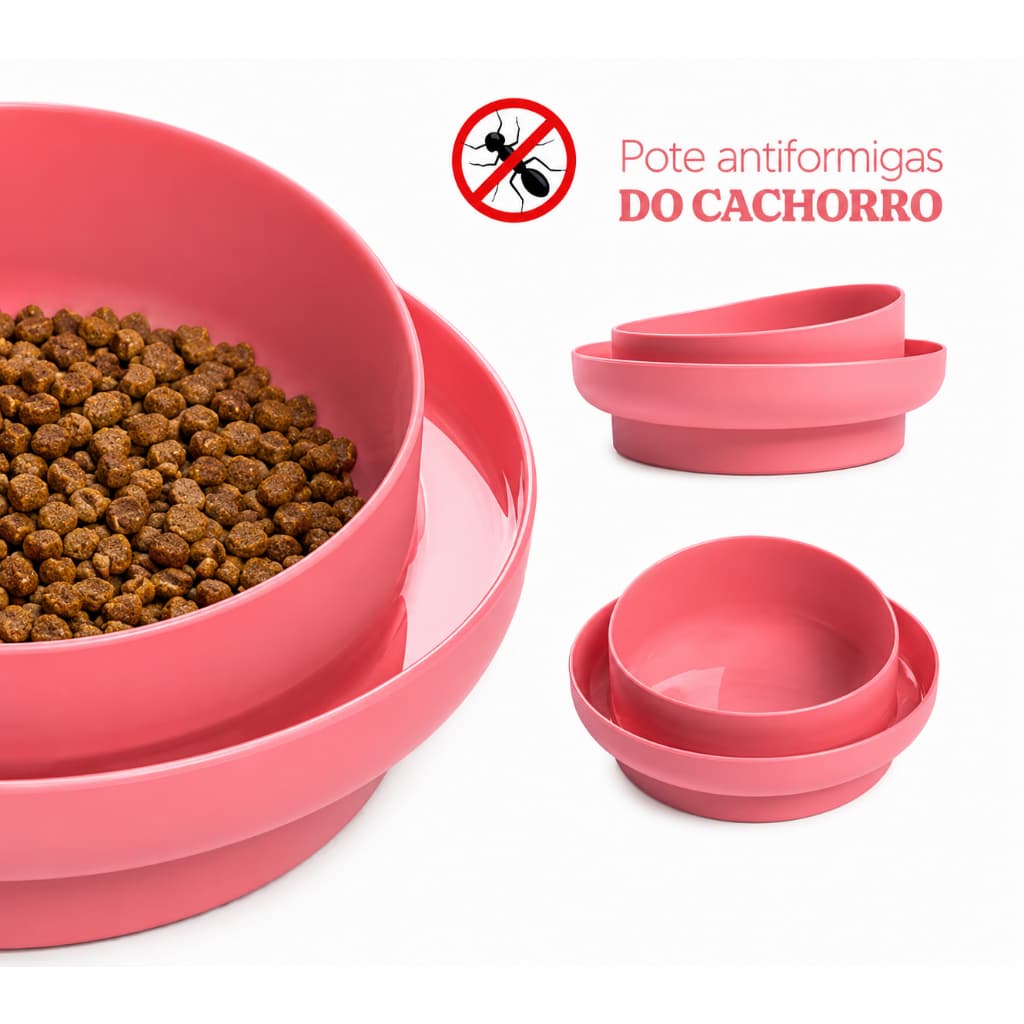 Comedouro Bebedouro Anti-Formiga 500ml Cachorro Gato Cães