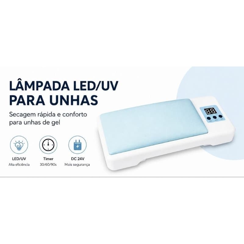 Lâmpada LED UV para Unhas com Apoio de Mão | Cabine Profissional Gel Fibra Timer Digital 120W