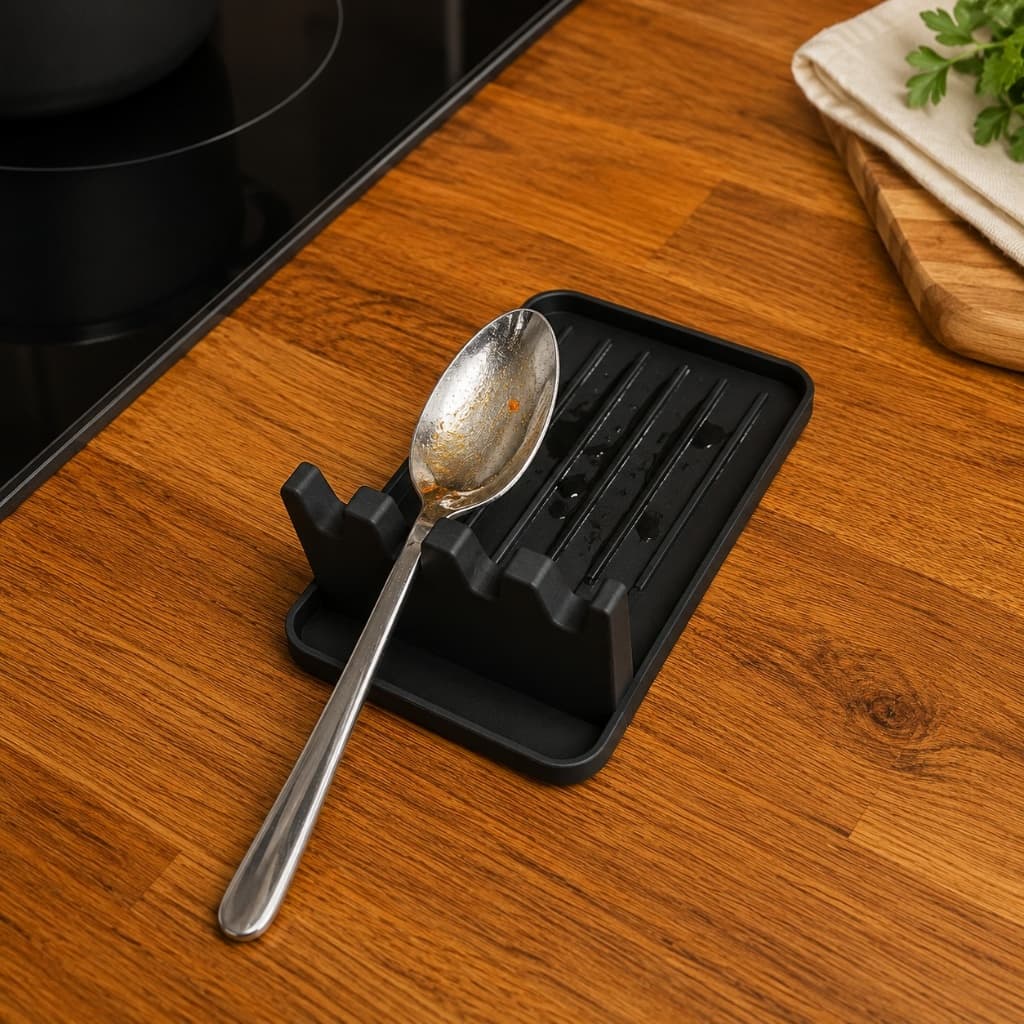 Suporte Para Colher Cozinha Organizador Funcional Prático Compacto Bancada Talheres Escumadeira Descanso