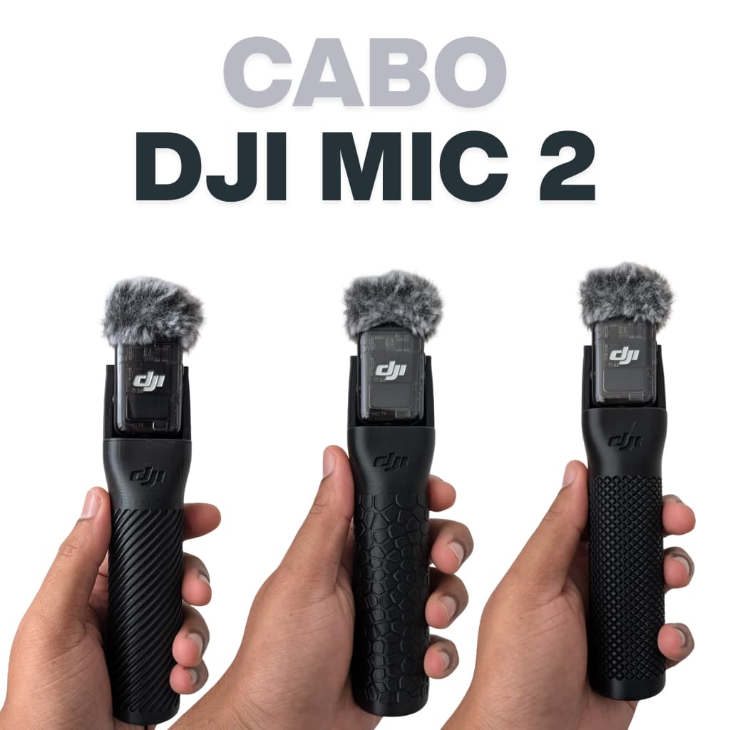 Cabo para DJI Mic 2 | Suporte de Mão com Rosca para Tripé | 4 Opções de Acabamento | Leve e durável