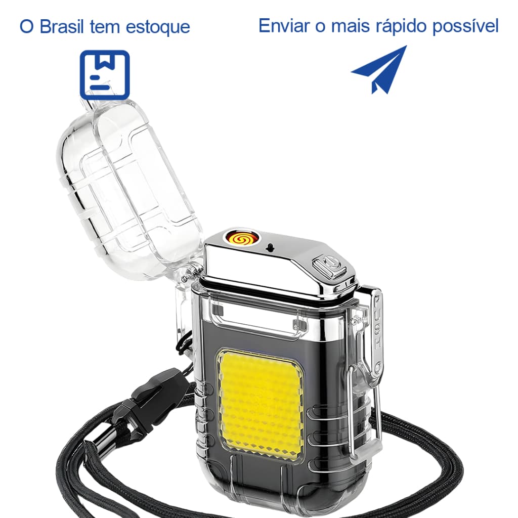 Isqueiro Elétrico USB Recarregável LED Portátil Pequeno Leve Seguro Sem Esquentar Ergonômico