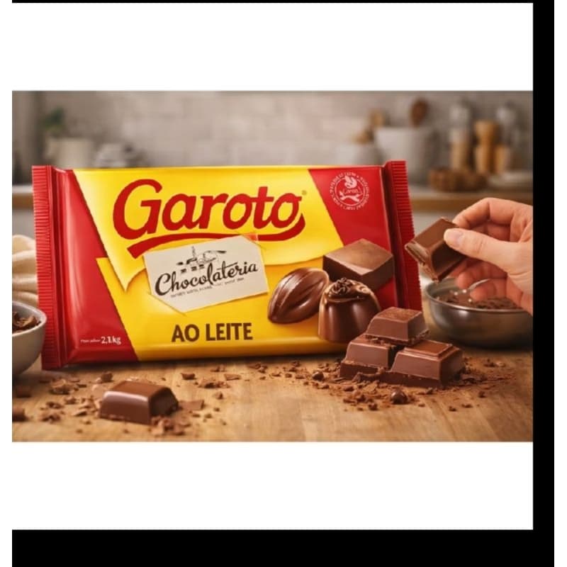 Barra de Chocolate ao Leite Garoto com Sabor Rico e Intenso 1kg