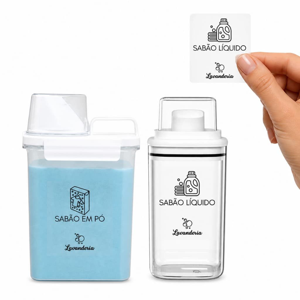 28 Etiquetas Lavanderia Transparentes Organizadores Clean