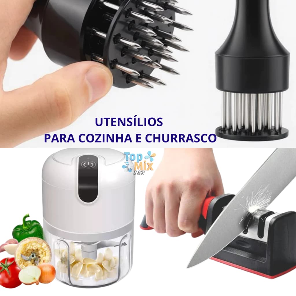 Kit Churrasco Cozinha Rápida Amaciador Triturador Amolador