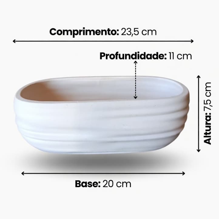 Jardineira Torneada em Cerâmica Branco Fosco Decorativo Decoração para Plantas Suculentas