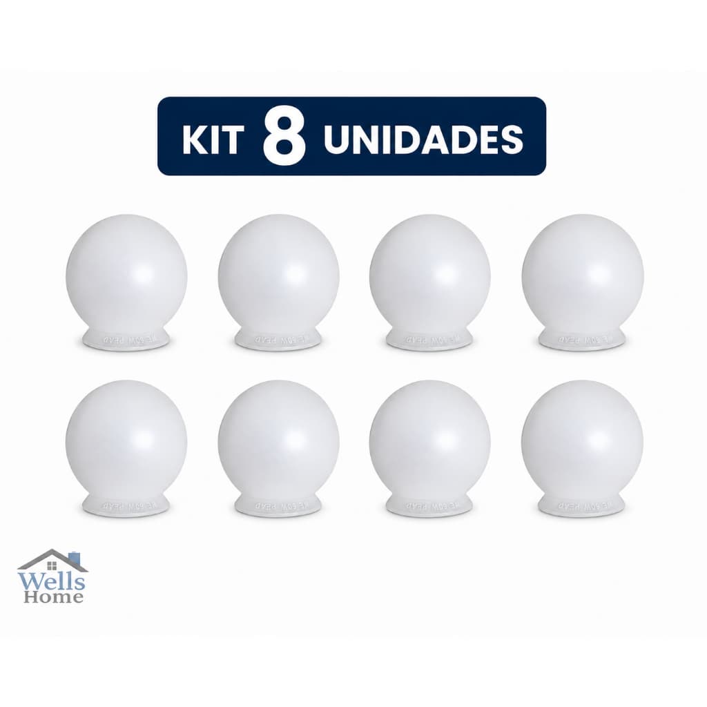 Kit 8 Globo Bolinha 15cm Boca 10cm PVC Para Ventilador Teto