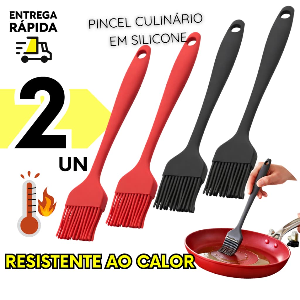 Pincel Culinário de Silicone Para Untar Forma Passar Óleo Manteiga Molhos Cozinha Churrasco e Doces