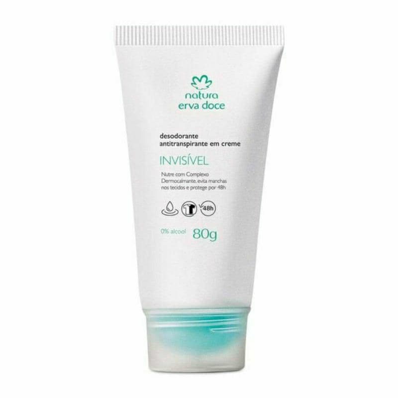 Desodorante Antitranspirante em Creme Erva Doce 48h Invisível 0% Álcool 80g Natura