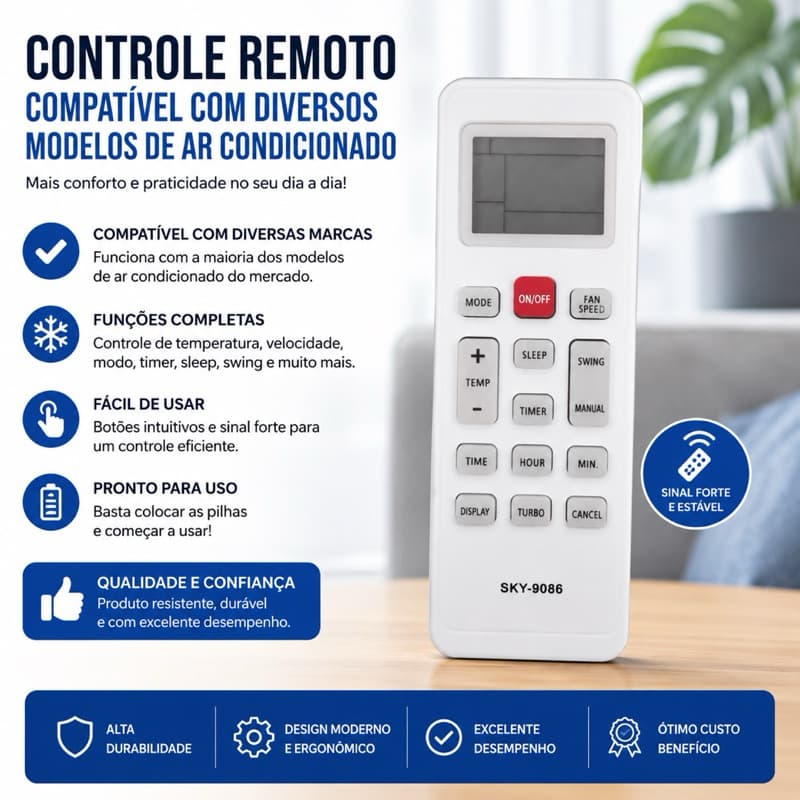 Controle Ar Condicionado  Pac12000tfm9 Sky-9086