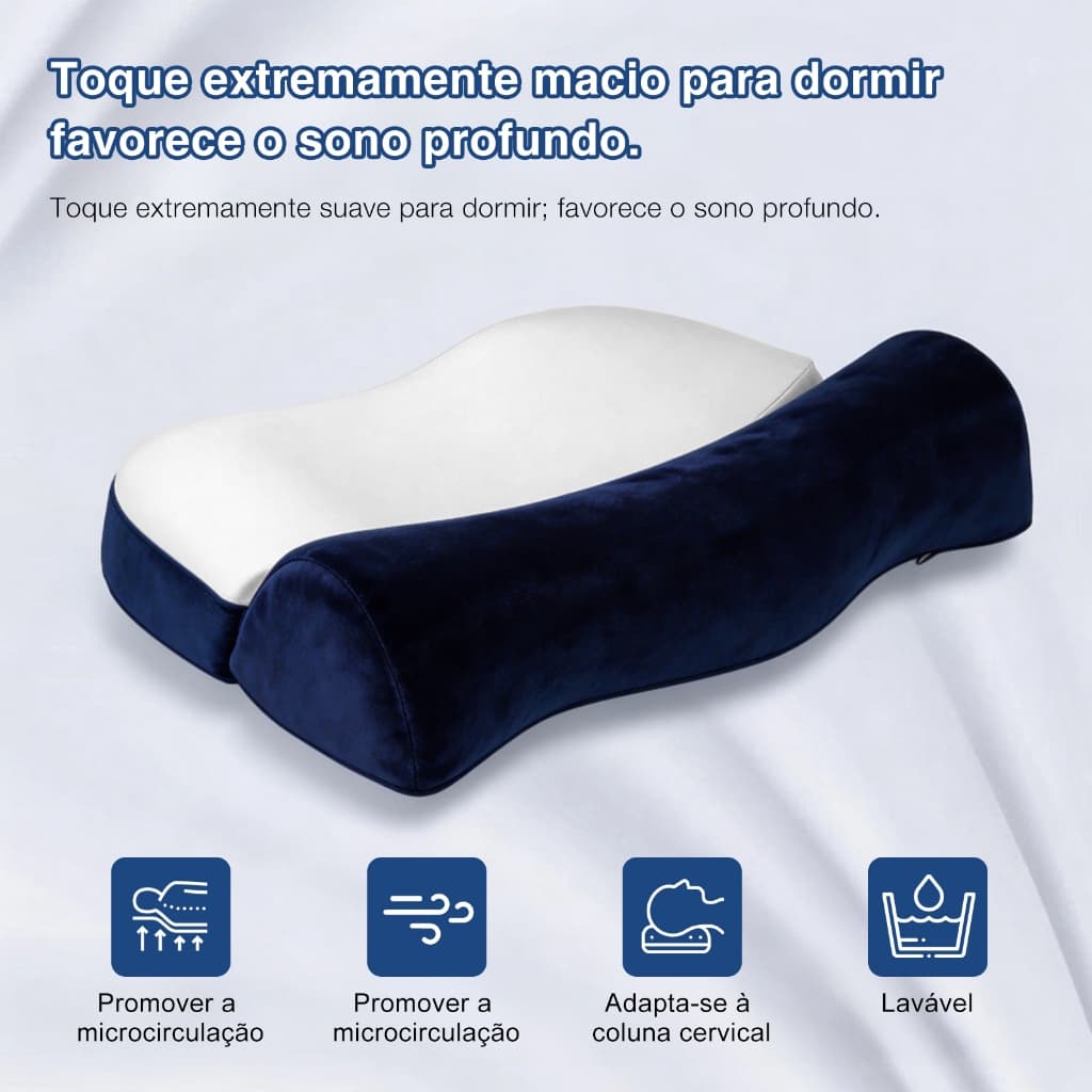 Travesseiro Cervical Ortopédico Viscoelástico Anti Ronco: Toque Macio, Sono Profundo, Alívio Dor & Suporte Ajustável