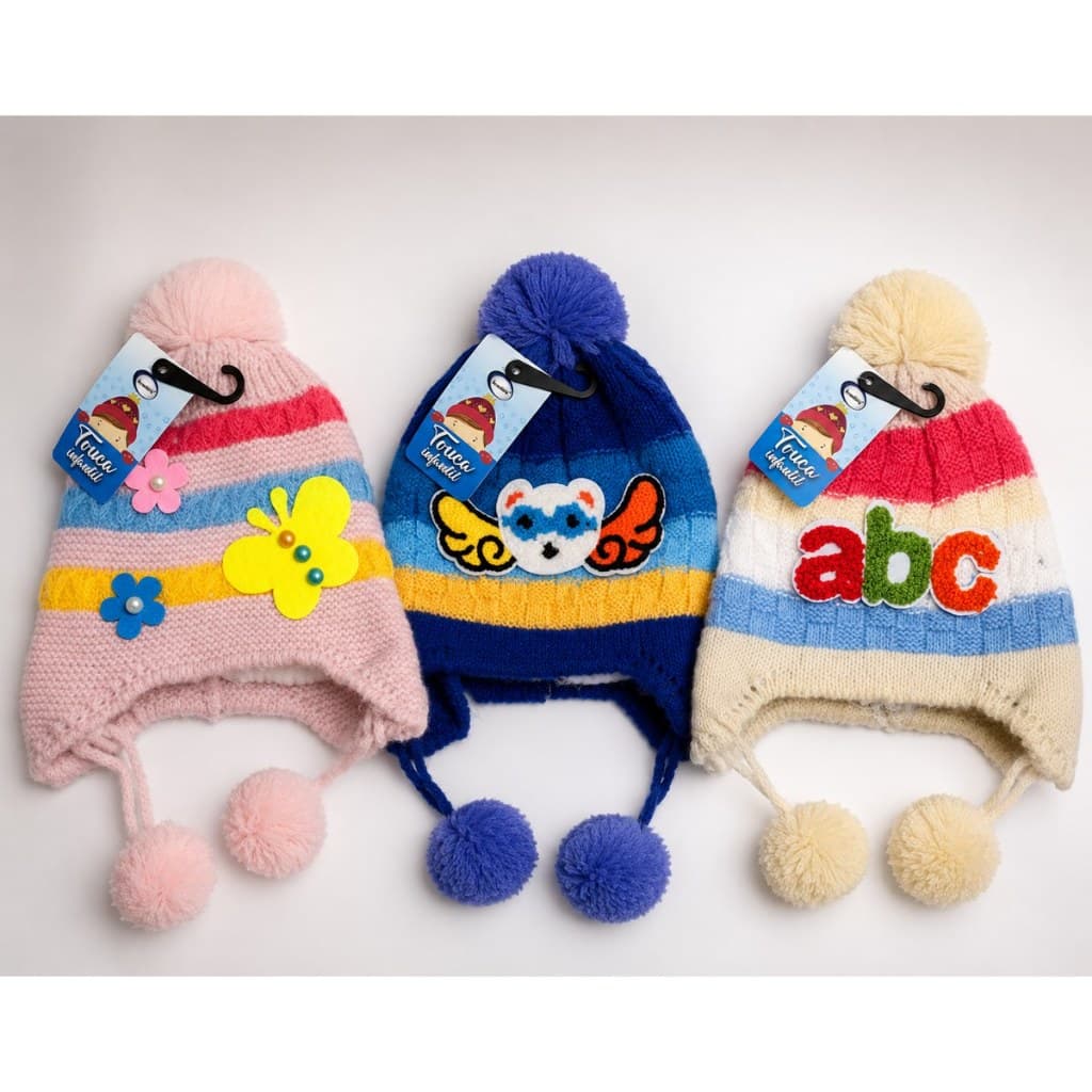 Touca Infantil de Inverno com Pompom Quentinha Bebê Frio Menina Menino