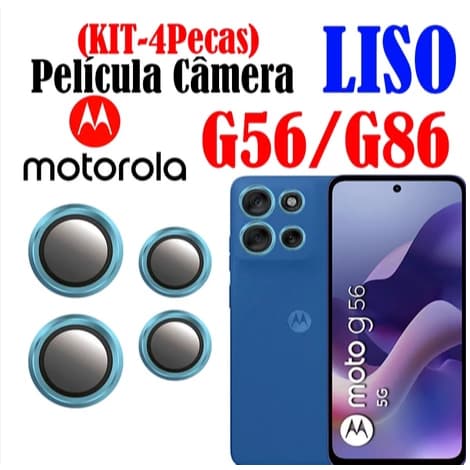 KIT 4*Peças Película Câmera Liso G56/G86 Motorola Com Anel De Metal Protetor Lentes Vidro Temperado Anti Risco
