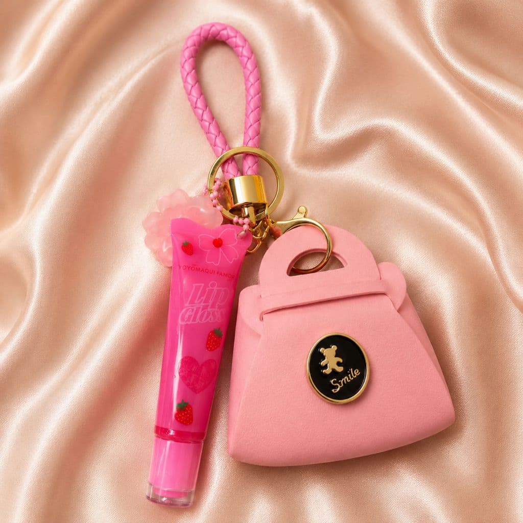 Gloss labial com chaveiro de bolsinha cheirinho real das frutas hidratante labial