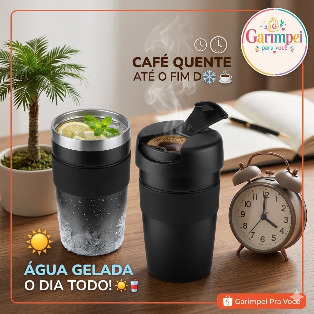 Copo Térmico com Tampa para 400ml All Black Coffee Time