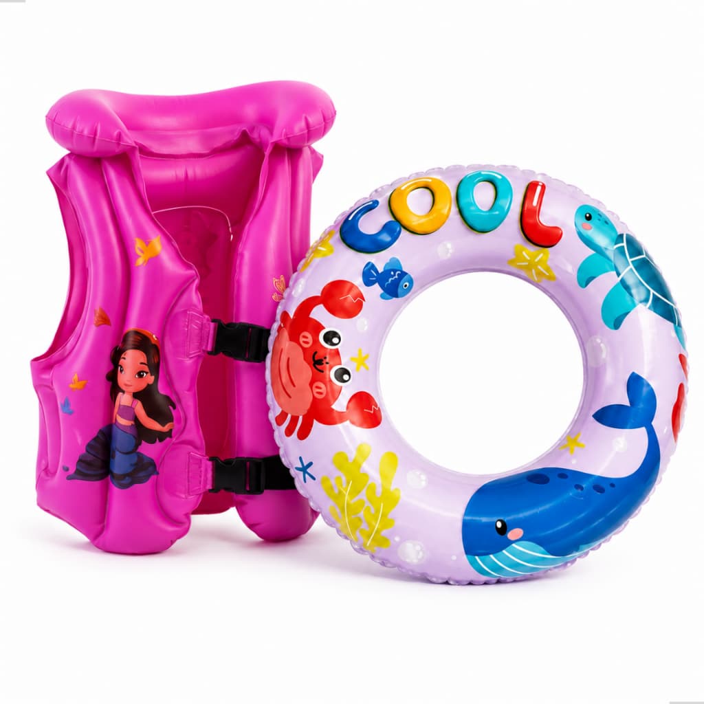 Colete Boia Infantil Inflável Salva Vidas Kit Piscina Praia