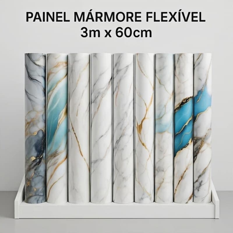 Painel Placa Flexível Efeito Mármore 280CM×120CM Revestimento de Parede Sala Cozinha Lavabo