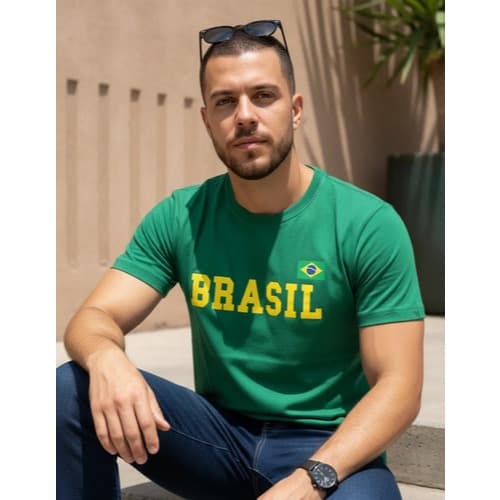 Camiseta Masculina Verde Seleção Brasileira Da Copa Do Mundo Verde P