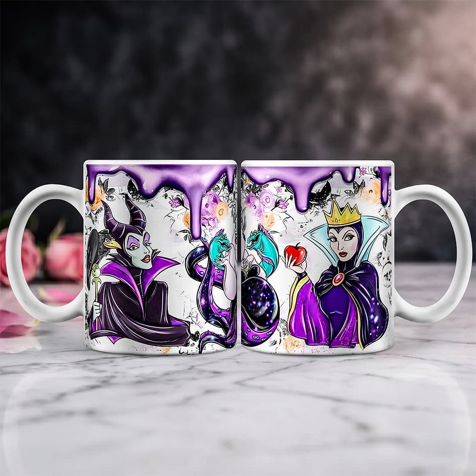 Caneca Clássico Da Disney Vilas Bruxas Princesas Vintage Desenho