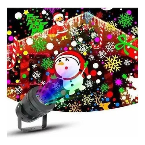 Projetor Led Natal Laser Desenhos Natalinos Jardim Externo Neve