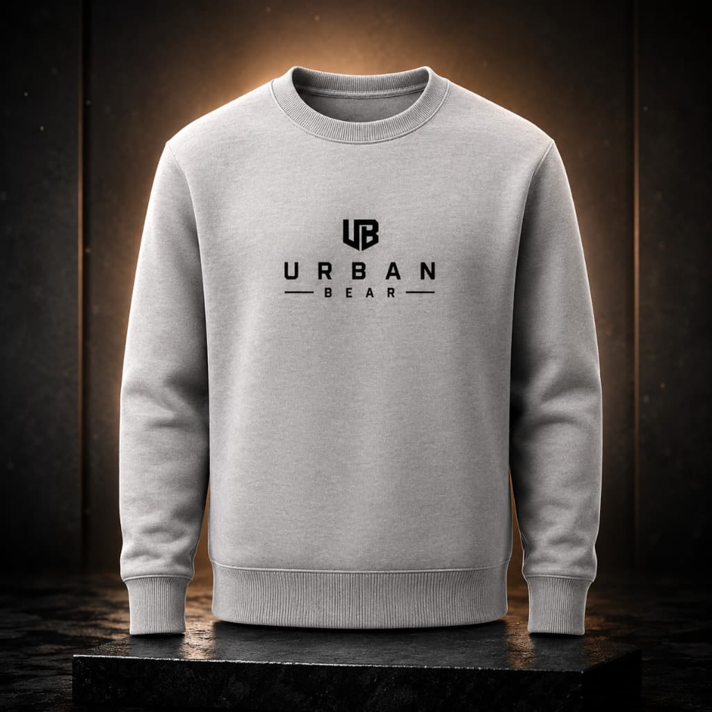 Moletom Sem Capuz Estampa Urban Bear Blusa de Frio Flanelado Com Punho Masculino Feminina Gola Redonda