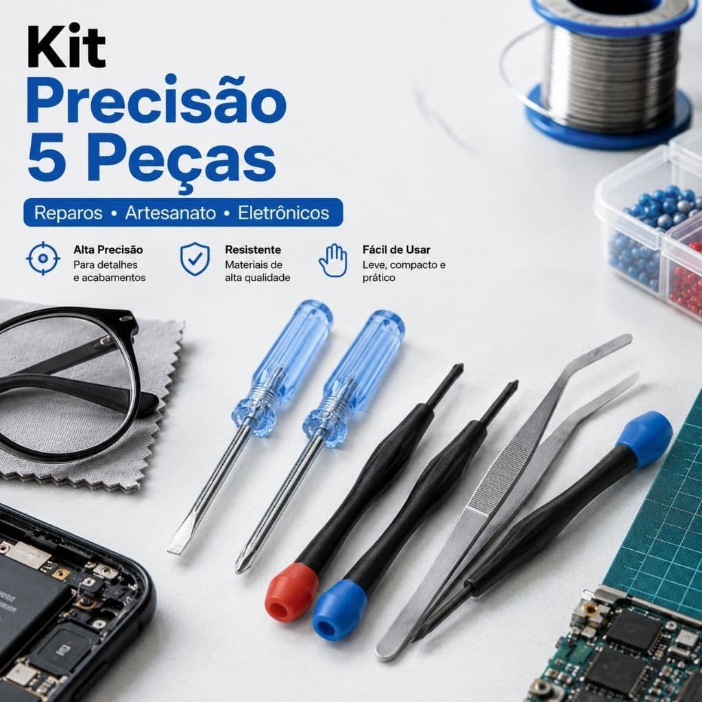 Kit Ferramentas Precisão 5 Peças Chave Fenda Philips Pinça Reparo Celular Óculos Artesanato 1 2 Ou 3 Kits