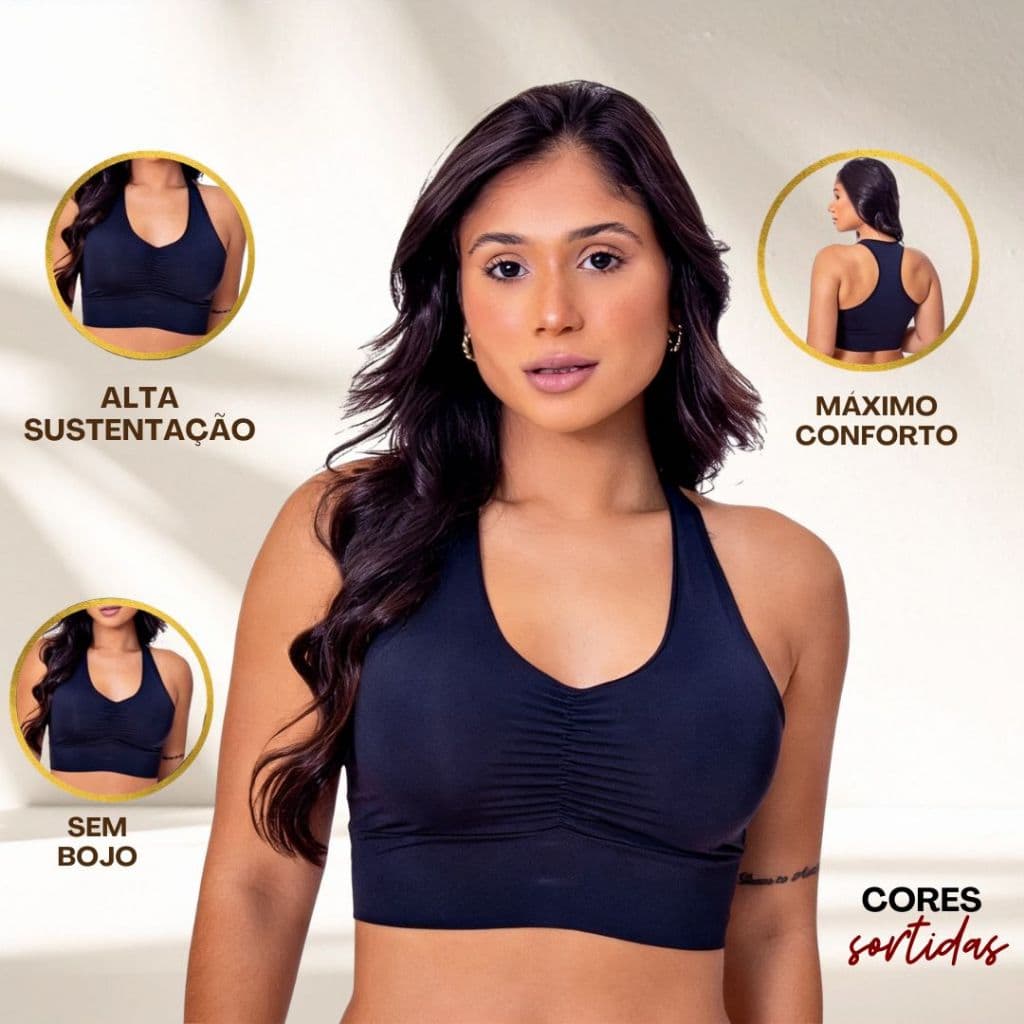 Top Microfibra Feminino Sem Bojo Fitness Sustentação Conforto Academia Dia Dia Moda