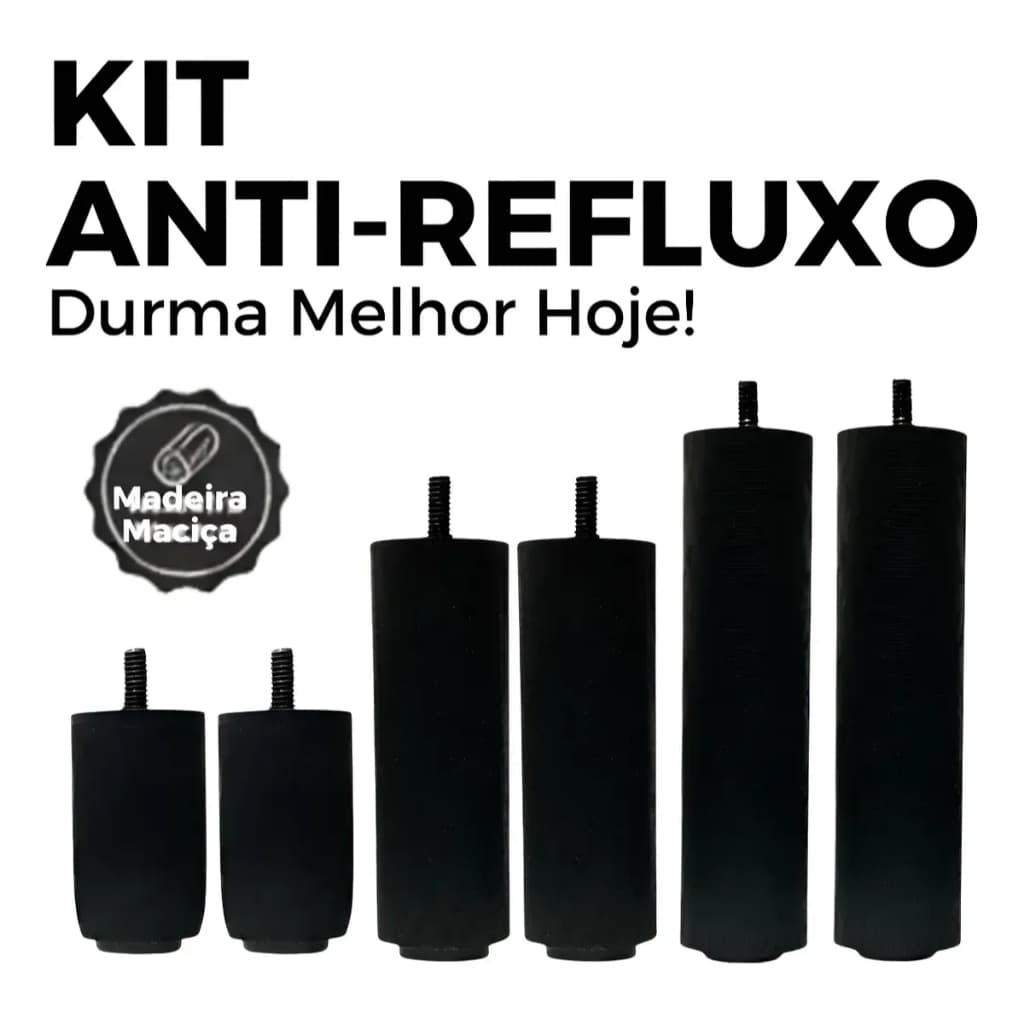Pés Anti Refluxo Para Cama Tamanho Solteiro 6 Pés Madeira