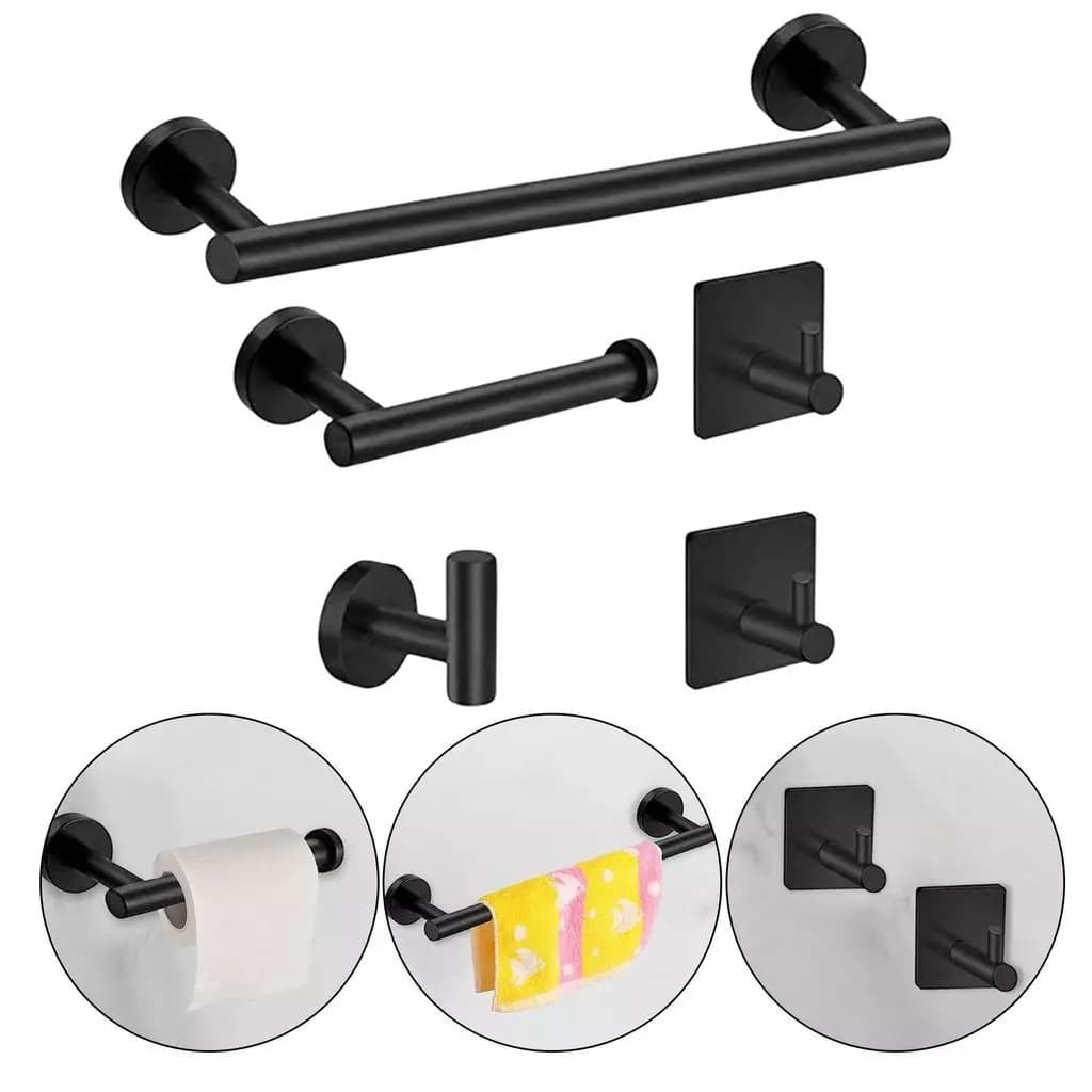 Kit Acessórios Banheiro Inox Toalheiros Papeleira 5 Peças