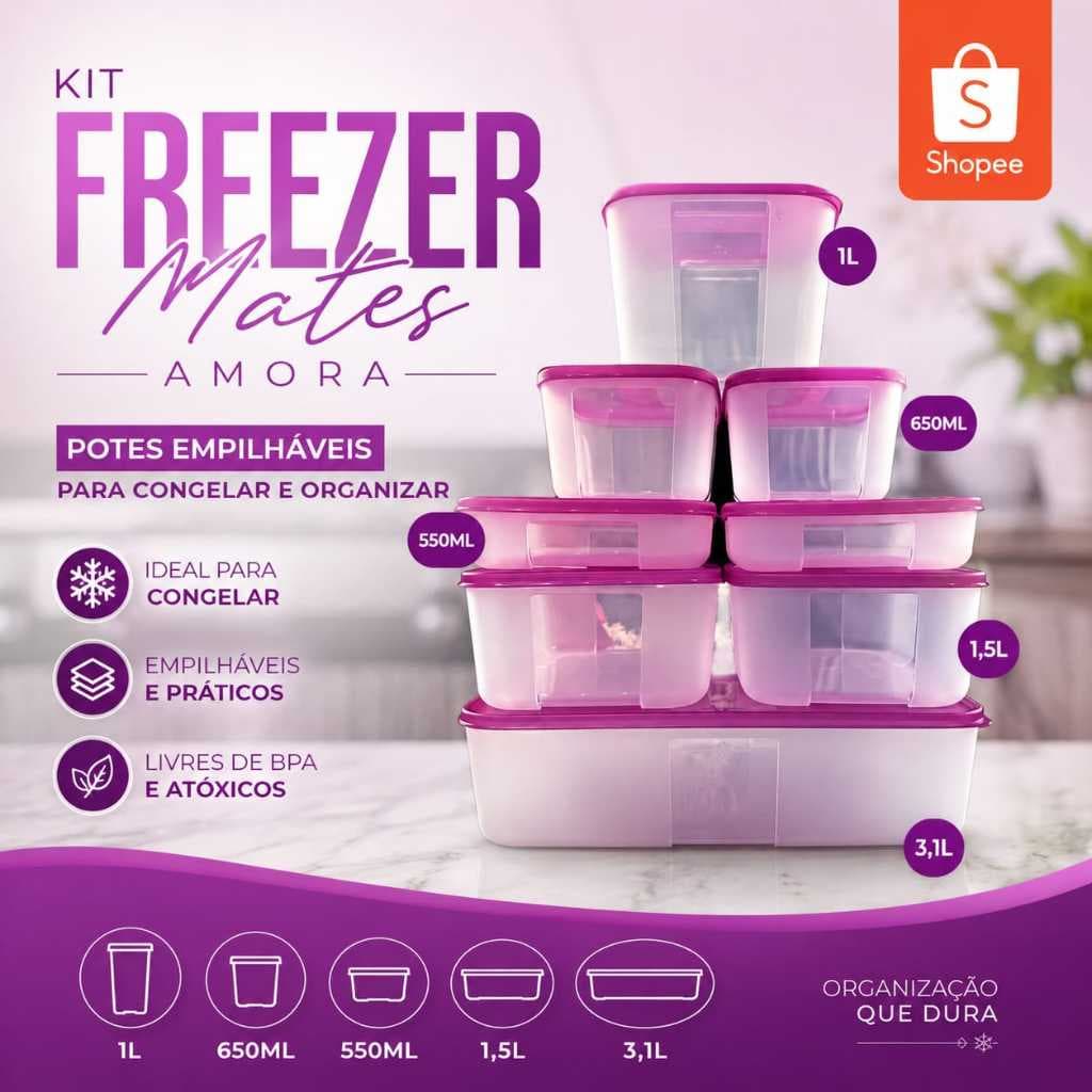 Kit Freezer Mates Amora Tupperware® Organizadores para Freezer BPA Free