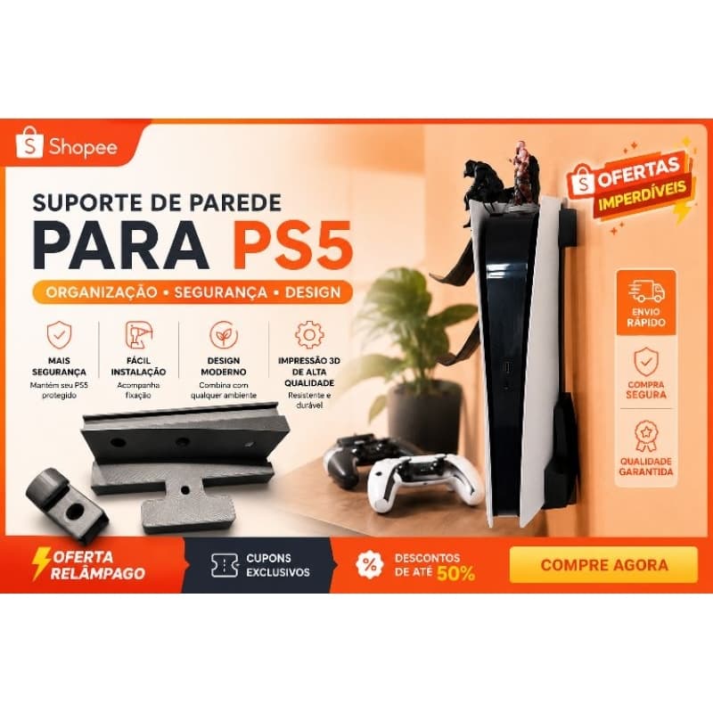 Suporte de Parede para console e controles.