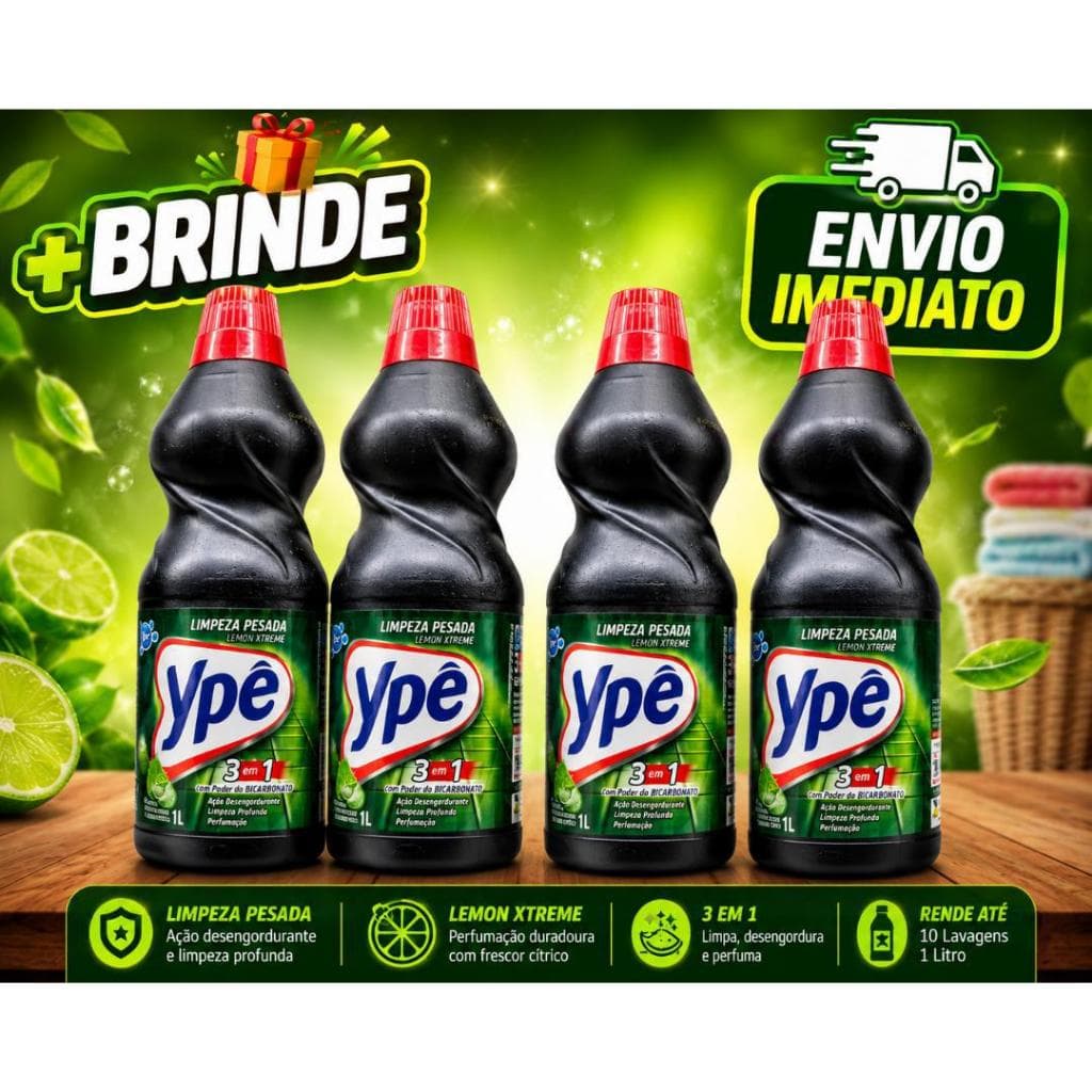 Limpador Ypê 3 Em 1 Lemon Xtreme 1L Limpeza Pesada
