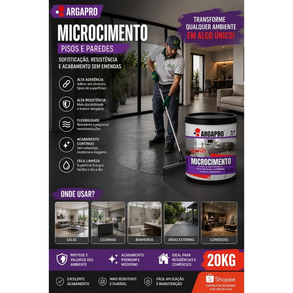 Microcimento cinza chumbo platinado  kit 20kg