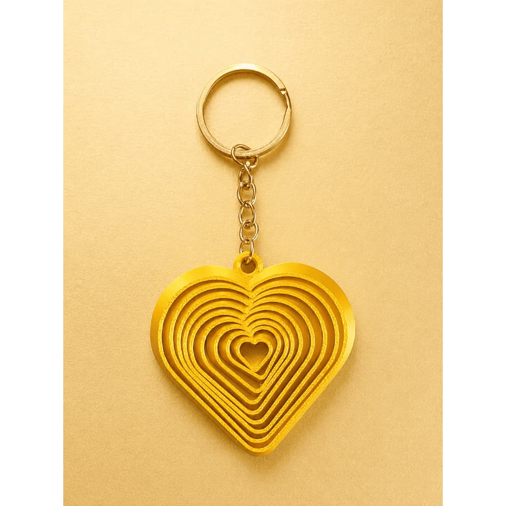 Chaveiro Fidget Coração Articulado Vazado Camadas Dourado - 3D - Opção de kit