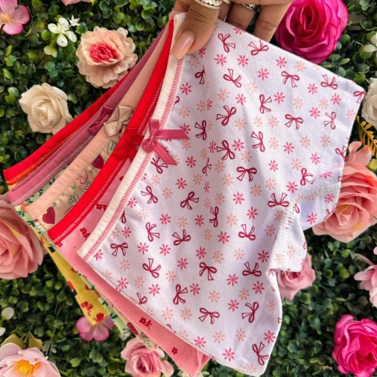 Kit 5 Calcinhas Estampadas Sortidas Infantil Calcinha Box Algodão Premium Confortável Feminina