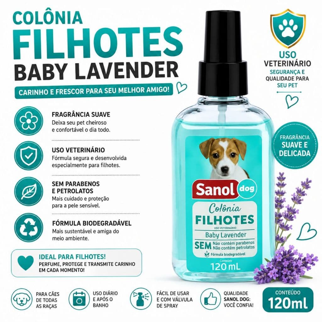 Perfume Colônia Para Cachorro Filhote Sanol Dog Filhote 120ml