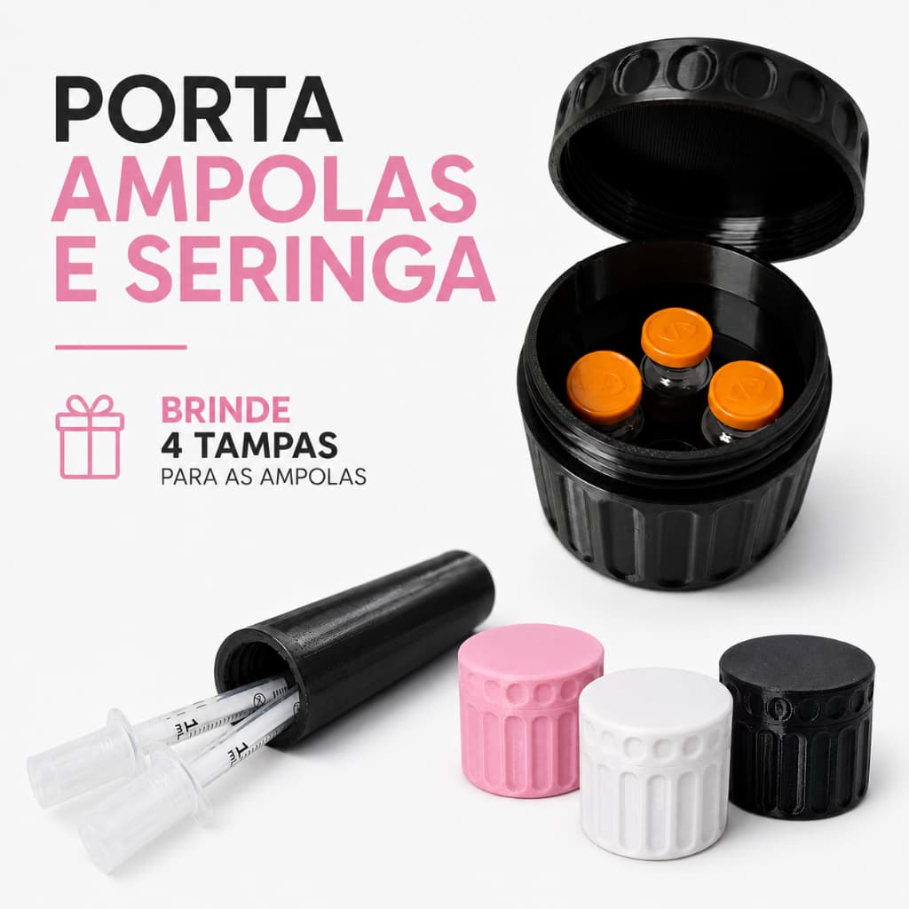 Organizador De Ampolas Estojo Porta 4 Unidades Case Rígido + Case Porta Seringa