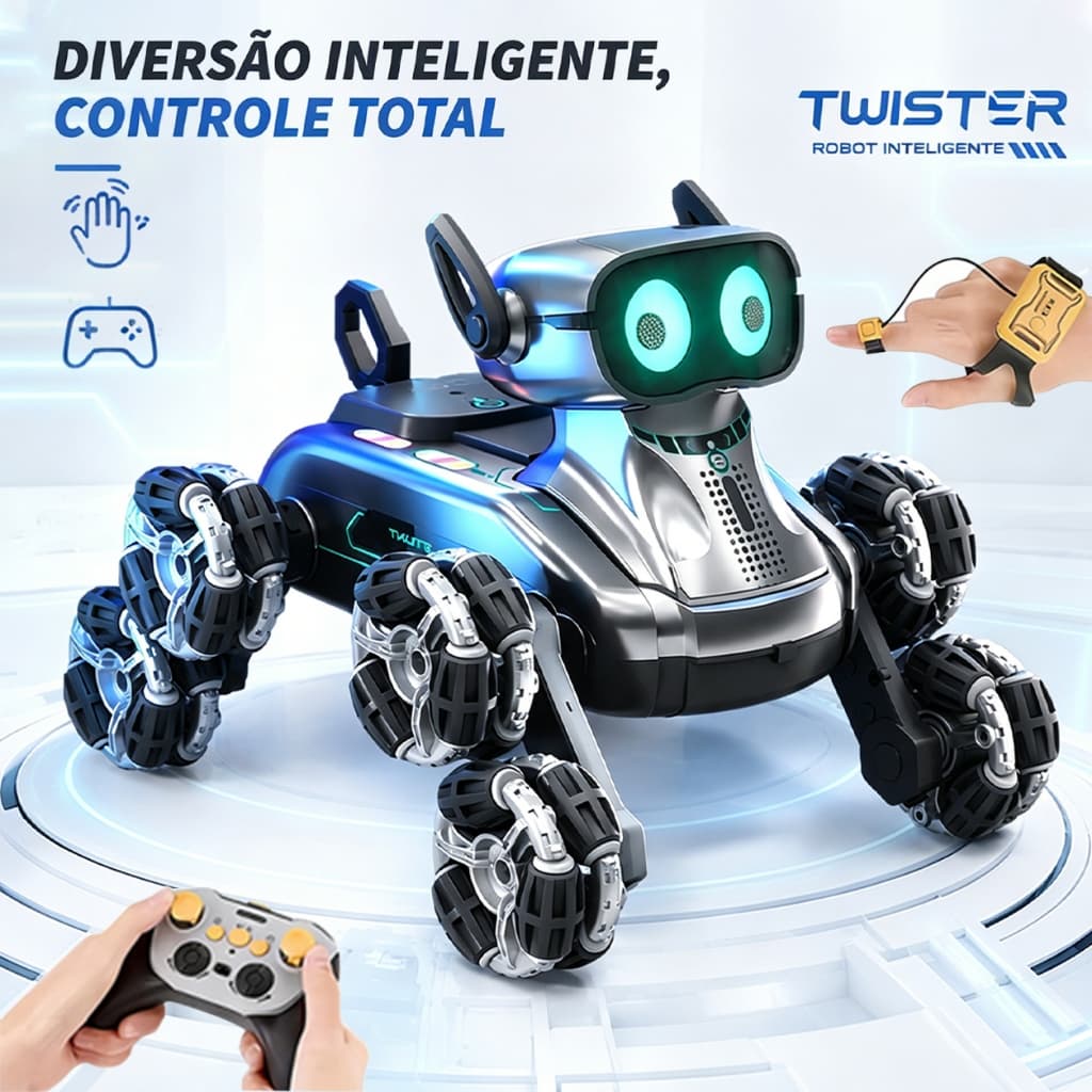 Carro de controle remoto - 8 rodas RC cão de controle remoto Corrida -Controle remoto