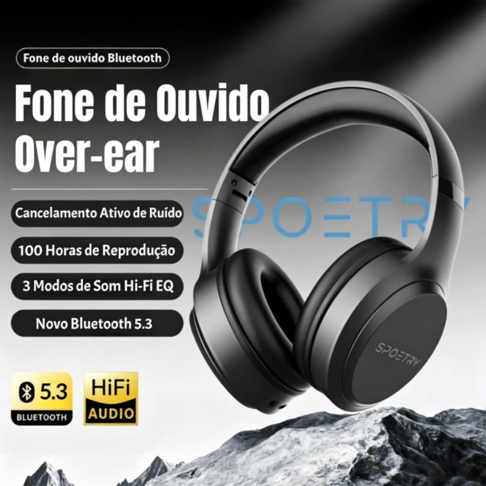 Headphone Bluetooth Estéreo Com Cancelamento De Ruído Confortável Com Microfone Dobráveis Esporte SPOETRY