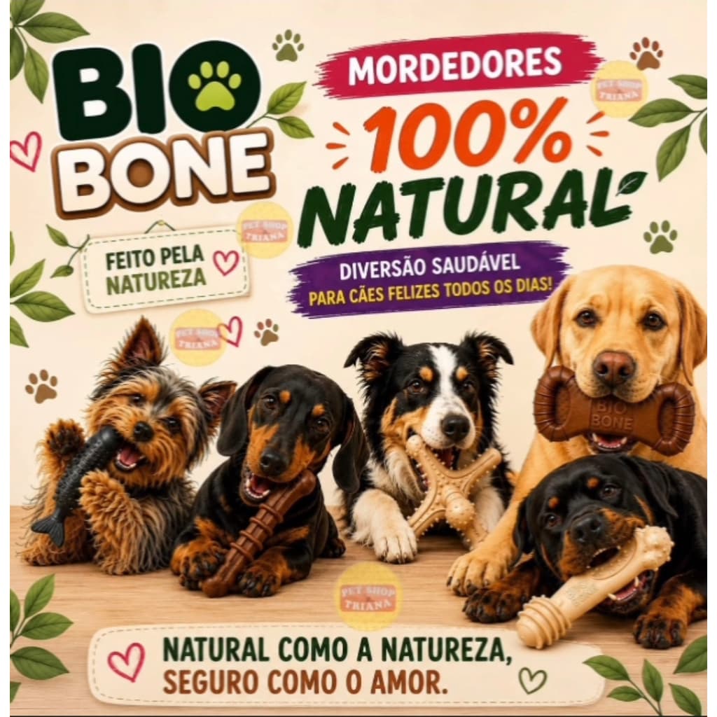 Mordedor Brinquedo Natural BioBone para Cães Feito de Plantas  Várias Opções Osso para Cachorro Cães Pet