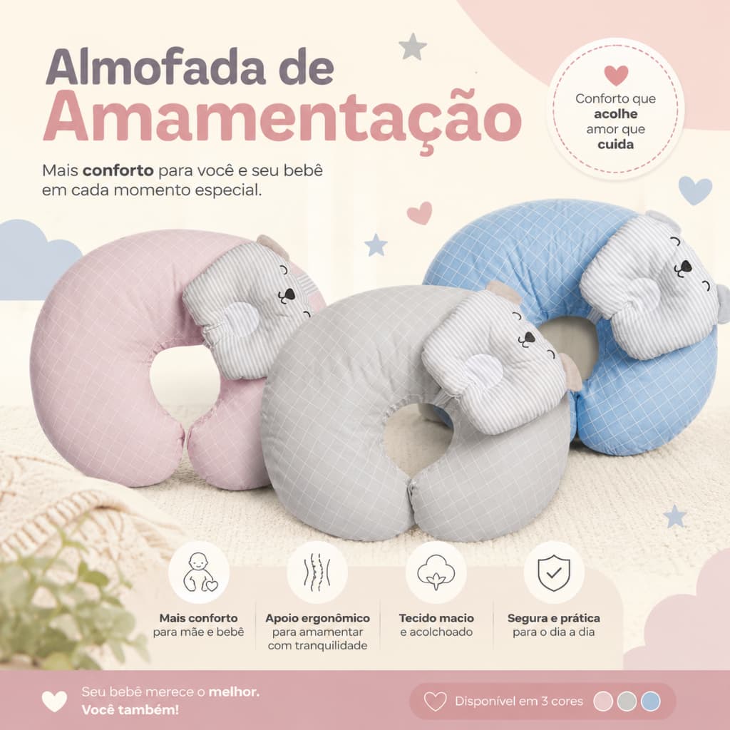 Almofada de Amamentação C/ Travesseiro Papi Friends 62x50cm - Papi