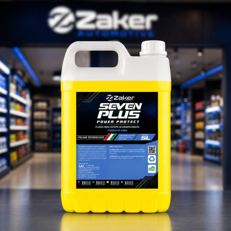 Fluido Aditivo Para Radiador Carro e Moto 5L Anticorrosivo Zaker Seven Plus Pronto Uso