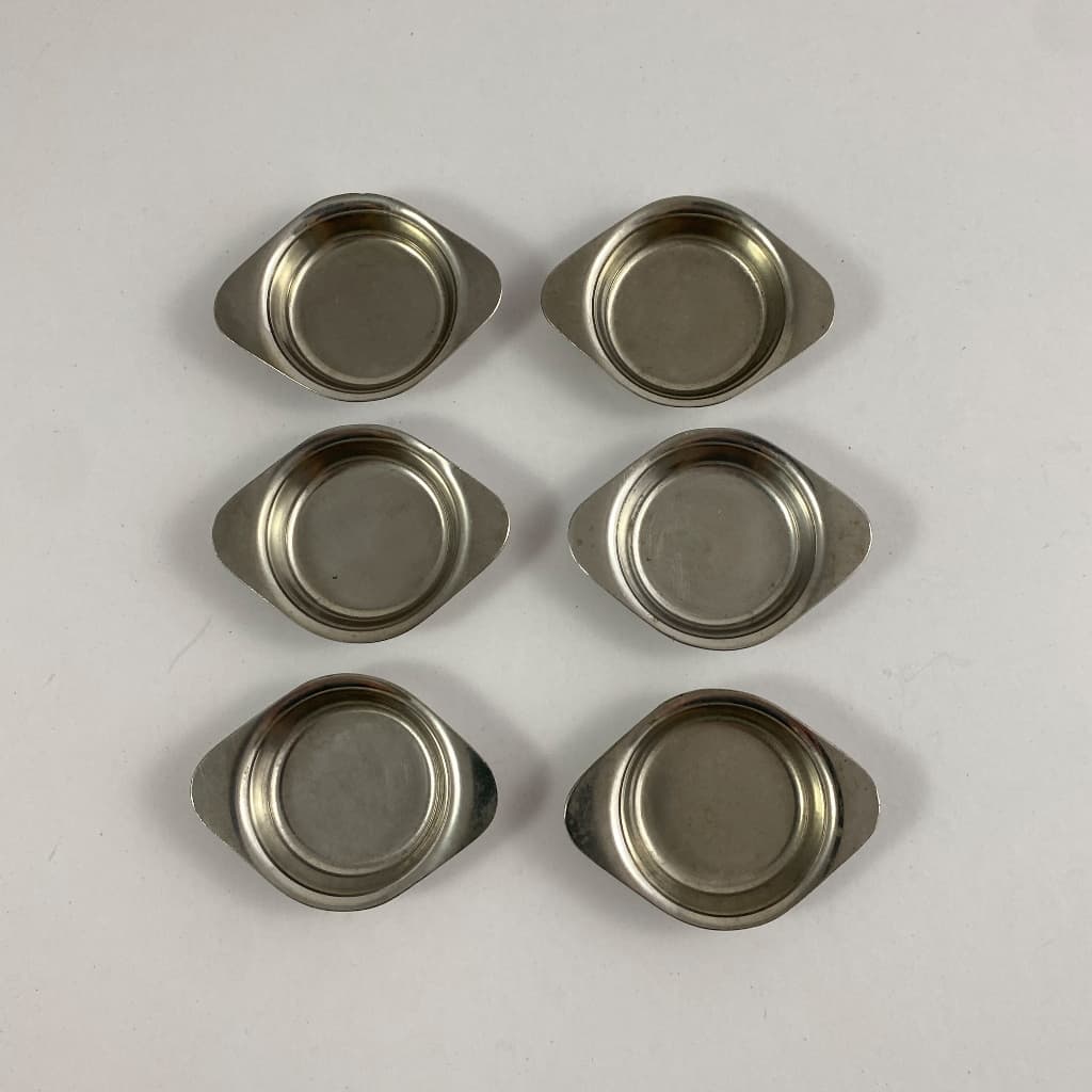 Potinhos individuais redondos aço inox para manteiga ou geléia – Jogo 6 peças