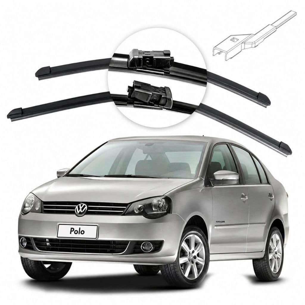 Par Palhetas Limpador de Para Brisa Silicone VW Polo 2012 A 2014