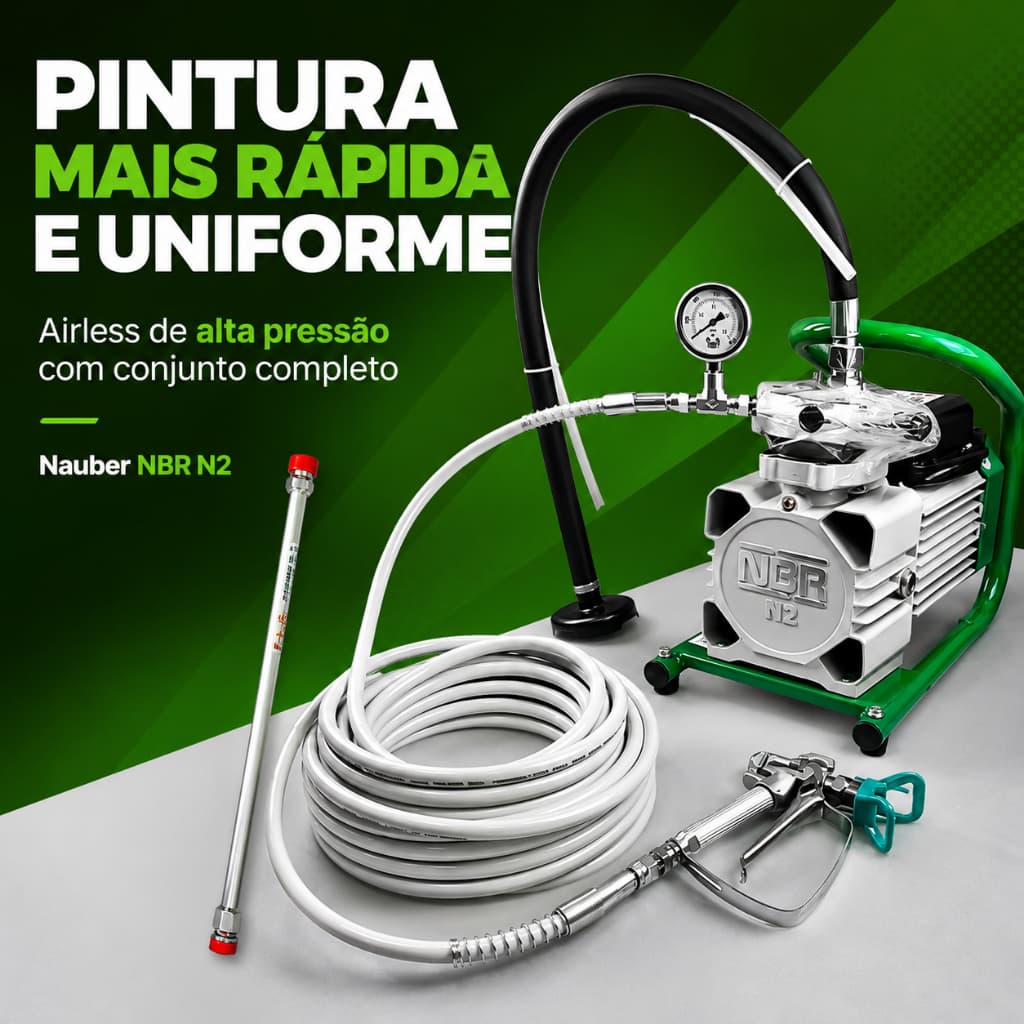Máquina Airless Nauber NBR N2 3200psi C/ Mangueira Pistola Extensor Pintura Paredes Fachadas Tetos