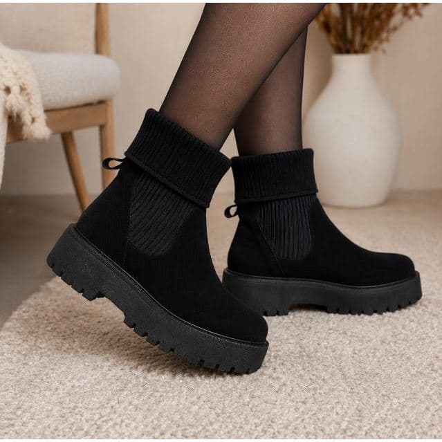 Coturno Bota Camurça Cano Dobrável de Tecido Nova Moda Mulheres Lançamento 34 ao 43 Inverno 2026