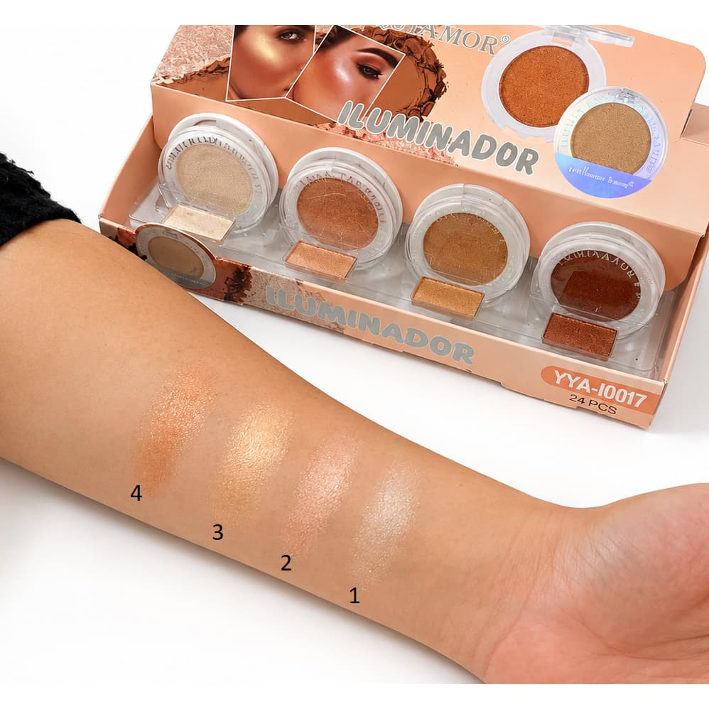 Iluminador Compacto Facial sombra pó brilho fino natural Yoyo Maquiamor
