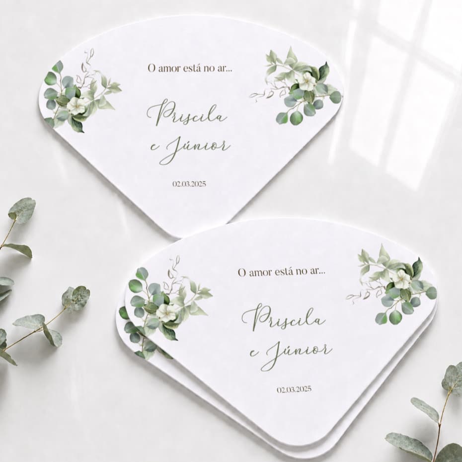 Ventarola Leque Para Casamento Personalizado com Nomes e Data (9 dias úteis de produção)